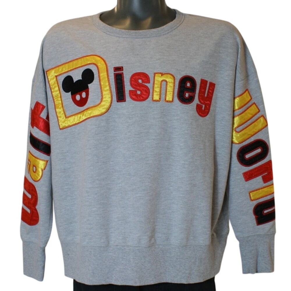 Walt Disney World Spirit Sweatshirt Womens 1X Gray Applique Vintage Throwback